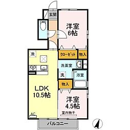 レゾナンツB 2LDKの間取図画像