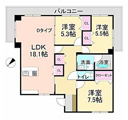 エクセル津島 3LDKの間取図画像