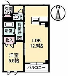 シャーメゾンラフィネ・ノワール 1LDKの間取図画像