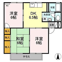 シャトー小松原B 3DKの間取図画像