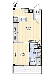 テイクファイブA 1LDKの間取図画像