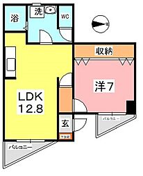 KM大元駅前 1LDKの間取図画像