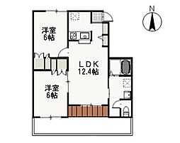 ベルリード今在家A 2LDKの間取図画像