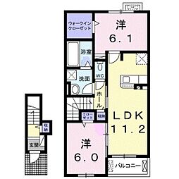 カンヌ 2LDKの間取図画像