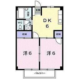 シティハイツ白石 2DKの間取図画像