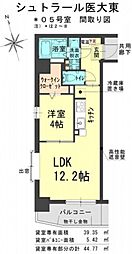 シュトラール医大東 1LDKの間取図画像
