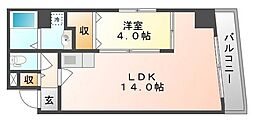 エスペランサ医大東 1LDKの間取図画像