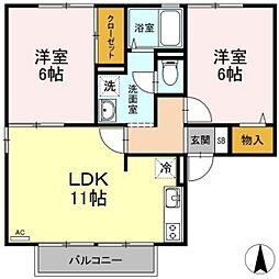 ボーンハウスこどもの森A 2LDKの間取図画像