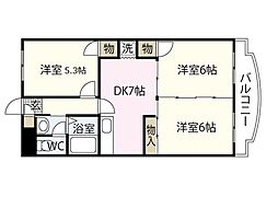 プロムナード洲崎1号棟 3DKの間取図画像