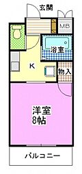 ジュネス津島B棟 1Kの間取図画像