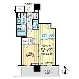 プラウドタワー岡山 1LDKの間取図画像