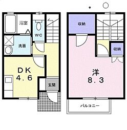 プティ・ウェスト 1DKの間取図画像