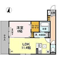 岡山県岡山市北区平野（賃貸アパート1LDK・1階・45.16㎡） その2