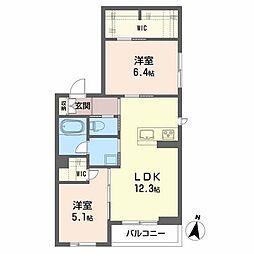 シャーメゾンアムール 2階2LDKの間取り