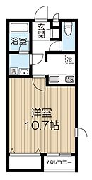 アムールせせらぎ 1Kの間取図画像