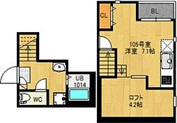 RIZEST レガーロ東照宮 1階ワンルームの間取り