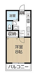 サントラコート栗生 1Kの間取図画像