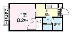 ハウスカシーオM 1Kの間取図画像