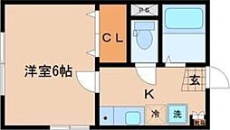 T・Kハイツ 1Kの間取図画像