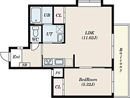 セレクト小松島 1LDKの間取図画像