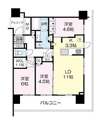 グランドメゾン勾当台通ザ・タワー 3LDKの間取図画像