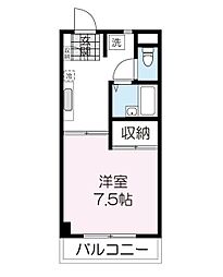 パディントンハウス 1Kの間取図画像