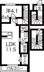 仙台市宮城野区新田3丁目アパート 1LDKの間取図画像
