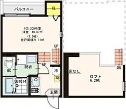 チサリテラス1 1Kの間取図画像