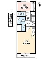 リヴェール八乙女 1LDKの間取図画像