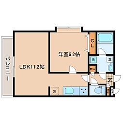 ソレアード小松島2 1LDKの間取図画像