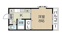 ドリームワンビル 1Kの間取図画像