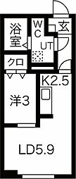 メリディアン国見駅前四番館 1LDKの間取図画像