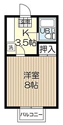 コーポ高松 2階1Kの間取り