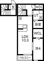 プランドール 2階1LDKの間取り