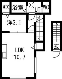 小田原8丁目新築アパート 2階1LDKの間取り