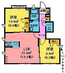 サン・フォーレ上飯田7 2LDKの間取図画像