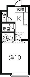 ピュアパレス 1Kの間取図画像