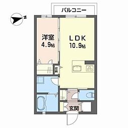シャーメゾン一高南 1LDKの間取図画像