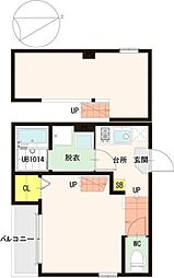 ハーモニーテラスLaVenus 1Kの間取図画像