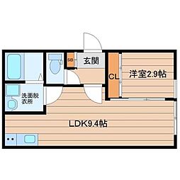 ウェルスビスタ連坊 1LDKの間取図画像