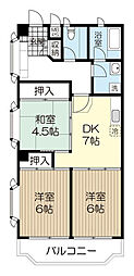 パールハイツ文化町 3DKの間取図画像