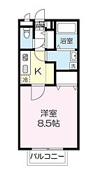 Amourきぼう 1Kの間取図画像
