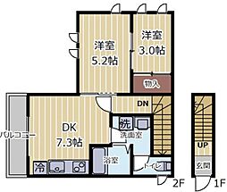 ベルグラン越路 2DKの間取図画像