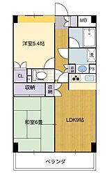 フレール仙台泉中央 2LDKの間取図画像