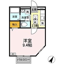 パセオステーブル八乙女2 1Kの間取図画像
