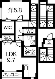 Calore(カローレ) 1LDKの間取図画像