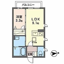 アムールコート5A 1LDKの間取図画像