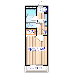 サンスイート八乙女 1Kの間取図画像