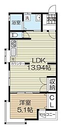 ニューシティーふじ 1LDKの間取図画像
