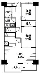 グランパークス八乙女 2LDKの間取図画像